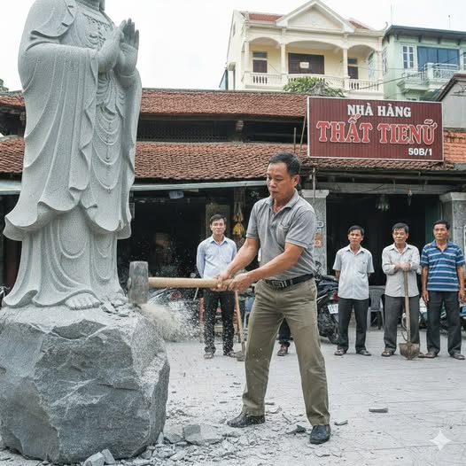 Nhưng có điều, trong khoảnh khắc hòn đá vỡ, ông chợt cảm thấy một luồng gió lạnh chạy dọc sống lưng