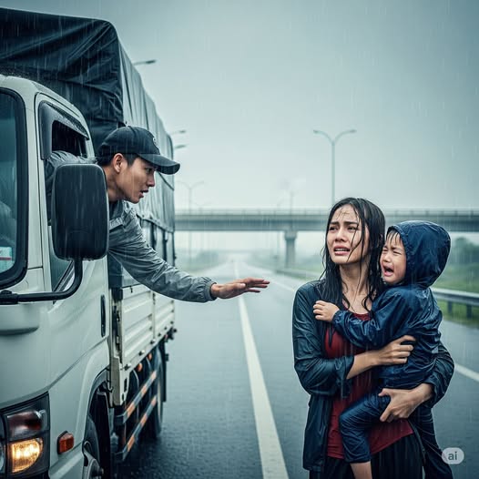 Th/ương 2 mẹ con ướt mưa trên đường cao tốc, anh tài xế cho đi nhờ, 20 phút sau xảy ra điều ki/nh ho/àng…