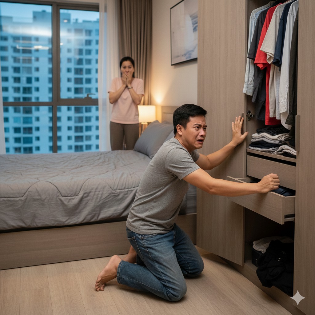 Tôi muốn xem thử trong phòng ngủ còn lại dấu vết gì không nên nói vợ dọn cơm, tôi sẽ ăn cơm trưa cùng cô ấy